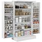 HOMCOM White Kitchen Cupboard Double Doors 5-Tier Shelf 12 Spice Racks