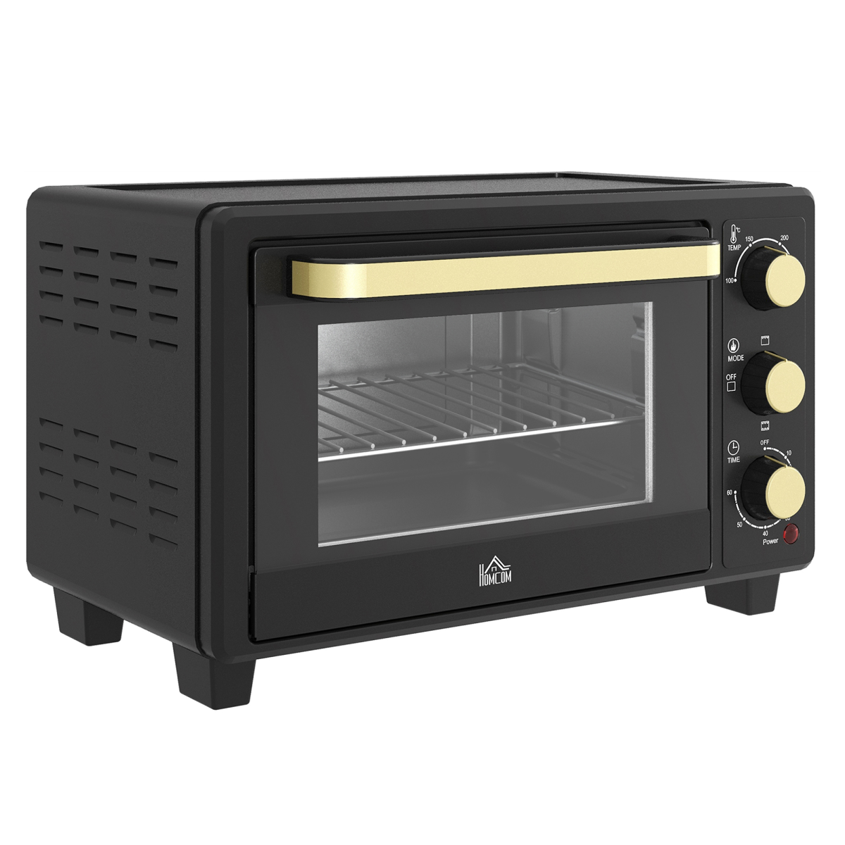 HOMCOM 16L Mini Countertop Oven 1400W Adjustable Temp Timer 100-230°C Black