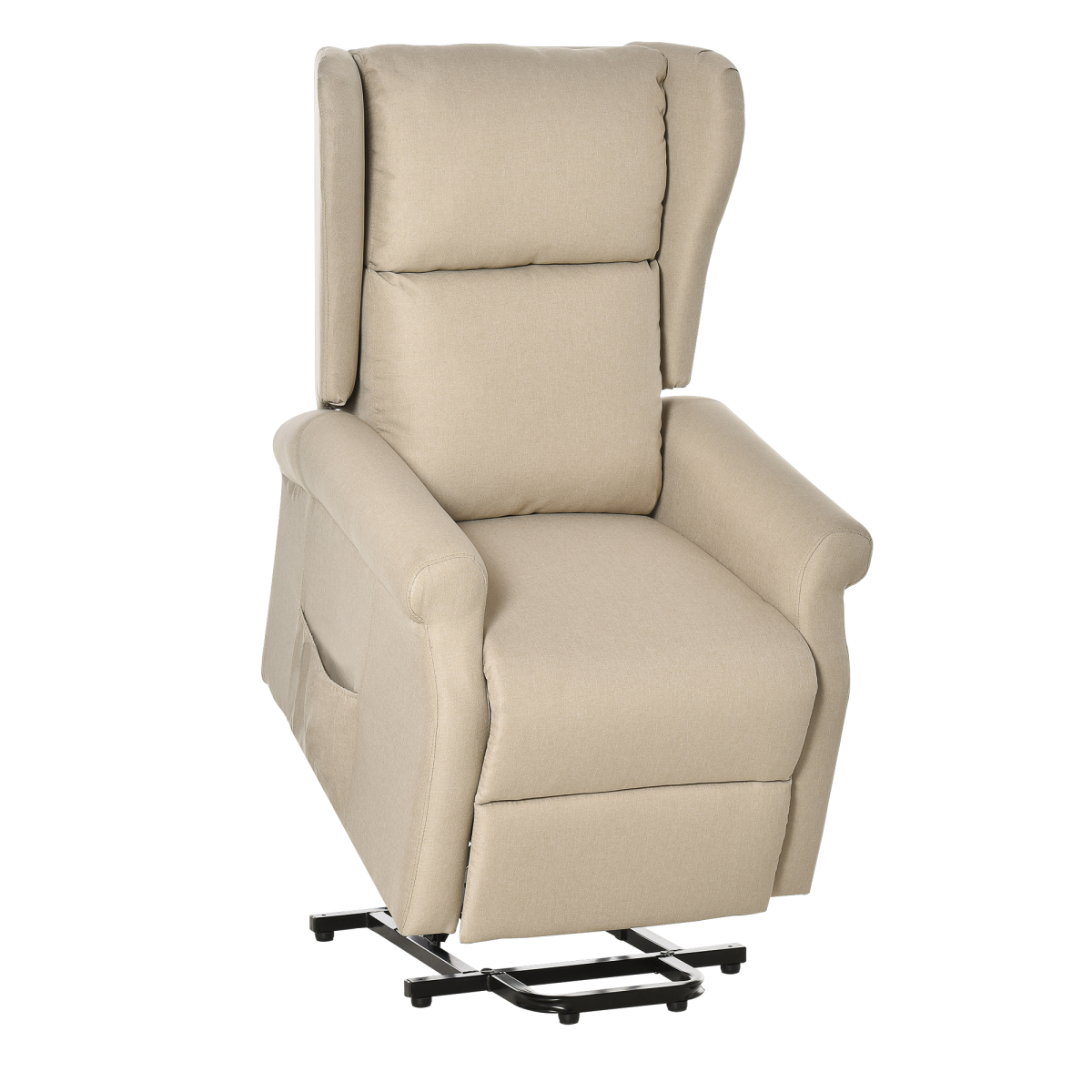 HOMCOM Power Lift Recliner Chair for Elderly, Fabric Armchair w/ Remote, Beige