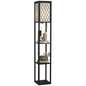 Shelf Floor Lamp W/4-tier Open Shelves Wooden, 26L x 26W x 160Hcm-Black/White