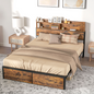 HOMCOM King Bed Frame 5.2FT with Storage Headboard & Under Bed Storage