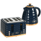 HOMCOM 1.7L Kettle & 4 Slice Toaster Set Fast Boil Rapid Blue with Safety