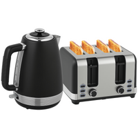 HOMCOM Black 1.7L 3000W Kettle & 4-Slice 1860W Toaster Set w/ Crumb Tray