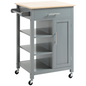 Kitchen Trolley Utility Cart on Wheels Grey with Drawer & Open Shelf Storage