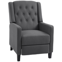 HOMCOM Button Tufted Microfibre Recliner Armchair with Push Back 135° Grey