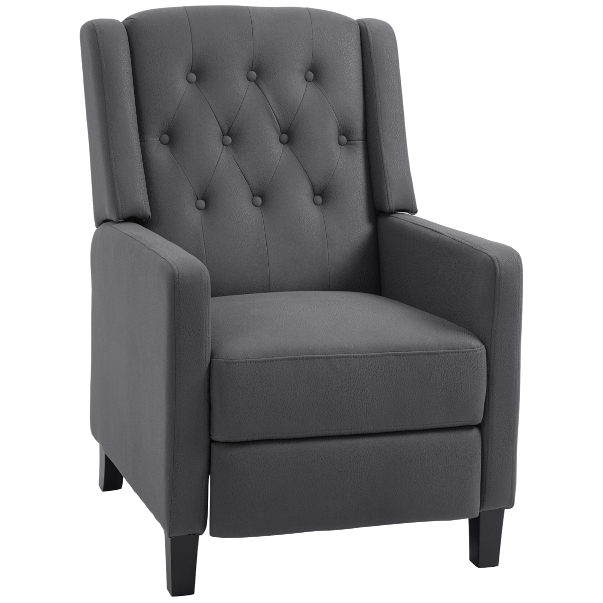 HOMCOM Button Tufted Microfibre Recliner Armchair with Push Back 135° Grey