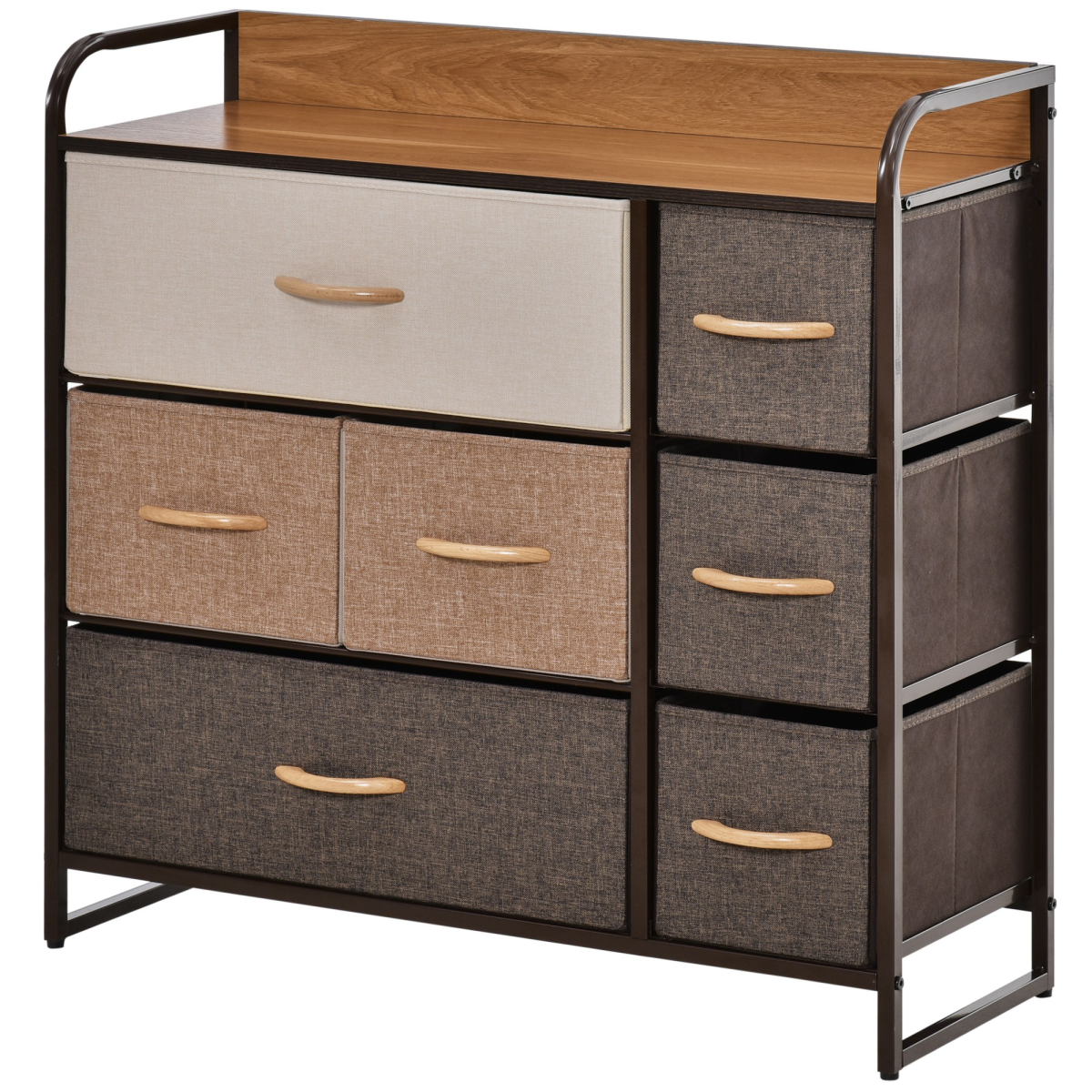 HOMCOM 7 Drawer Fabric Dresser Chest of Drawers Storage Organizer MDF Top