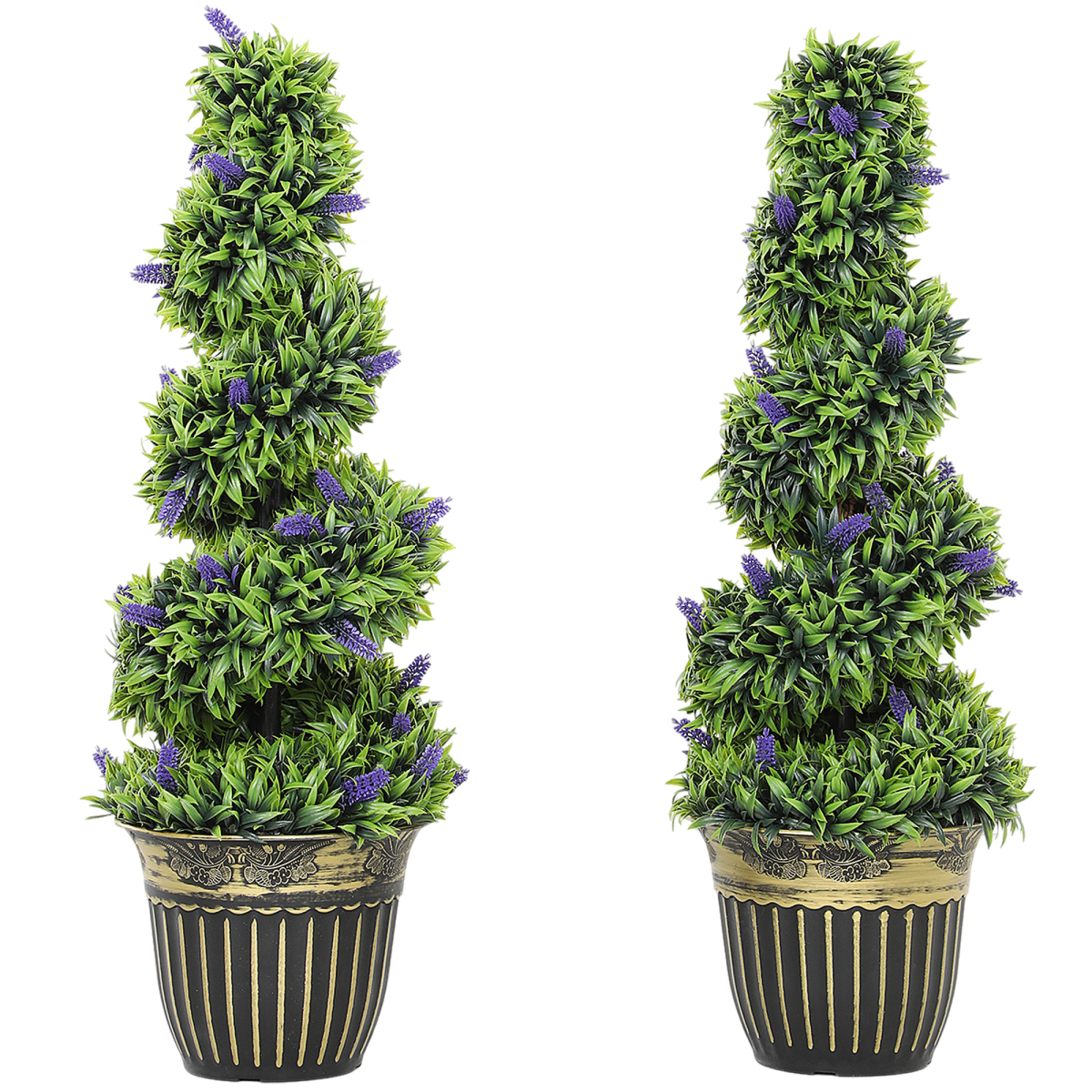 HOMCOM Set of 2 Decorative Artificial Plants with Lavender and Pot, 90cm