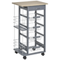 Kitchen Island Trolley Cart w/ 4 Baskets, Drawer & Side Racks Dark Grey