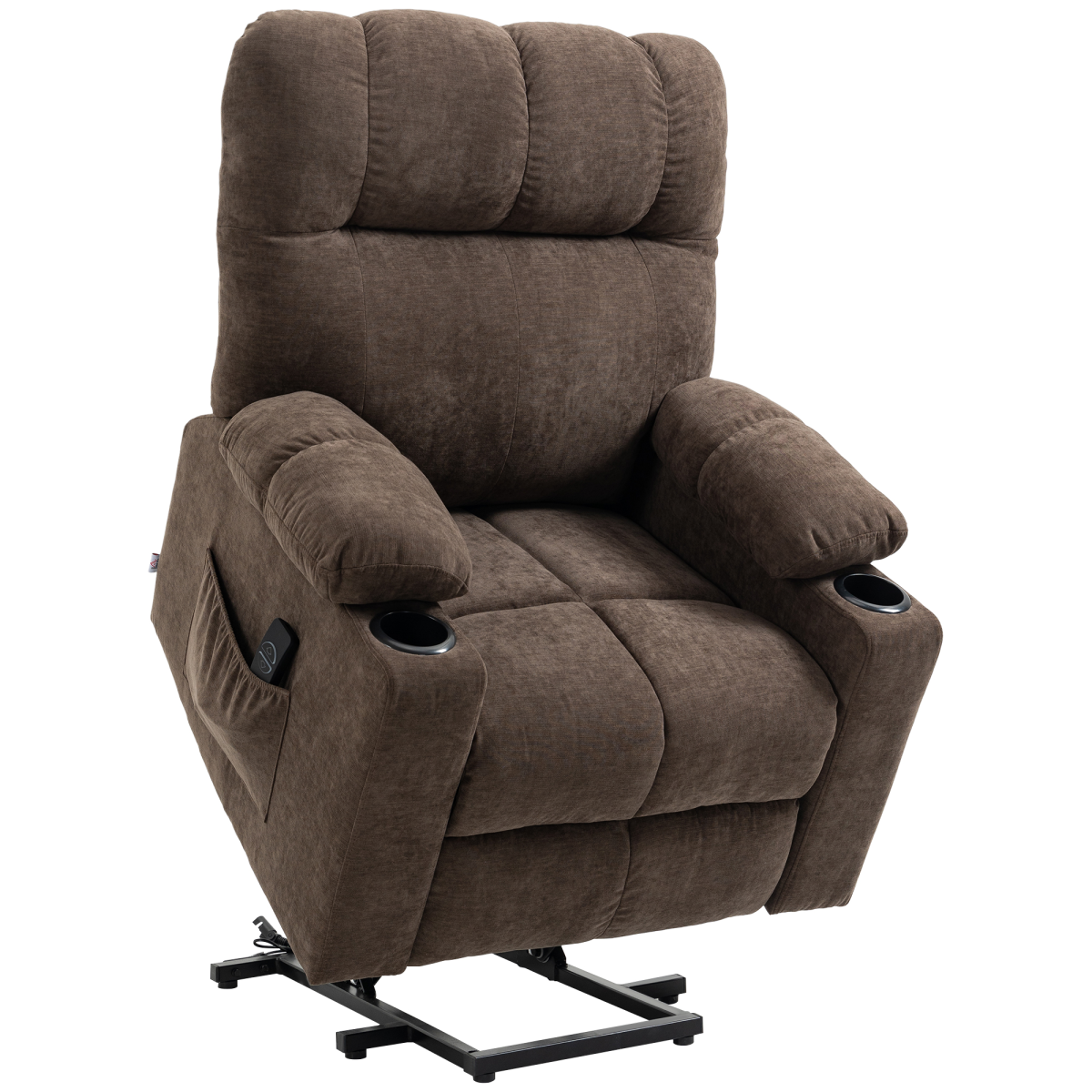 HOMCOM Heavy Duty Riser Recliner Lift Chair for Elderly, Remote, Brown 150kg