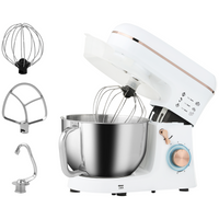 HOMCOM Electric Stand Mixer 5L 1400W Dough Hook Whisk Beater 6 Speed White