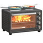 HOMCOM 28L Toaster Oven 2 Hot Plates Grill Roast Bake Countertop 2600W Black