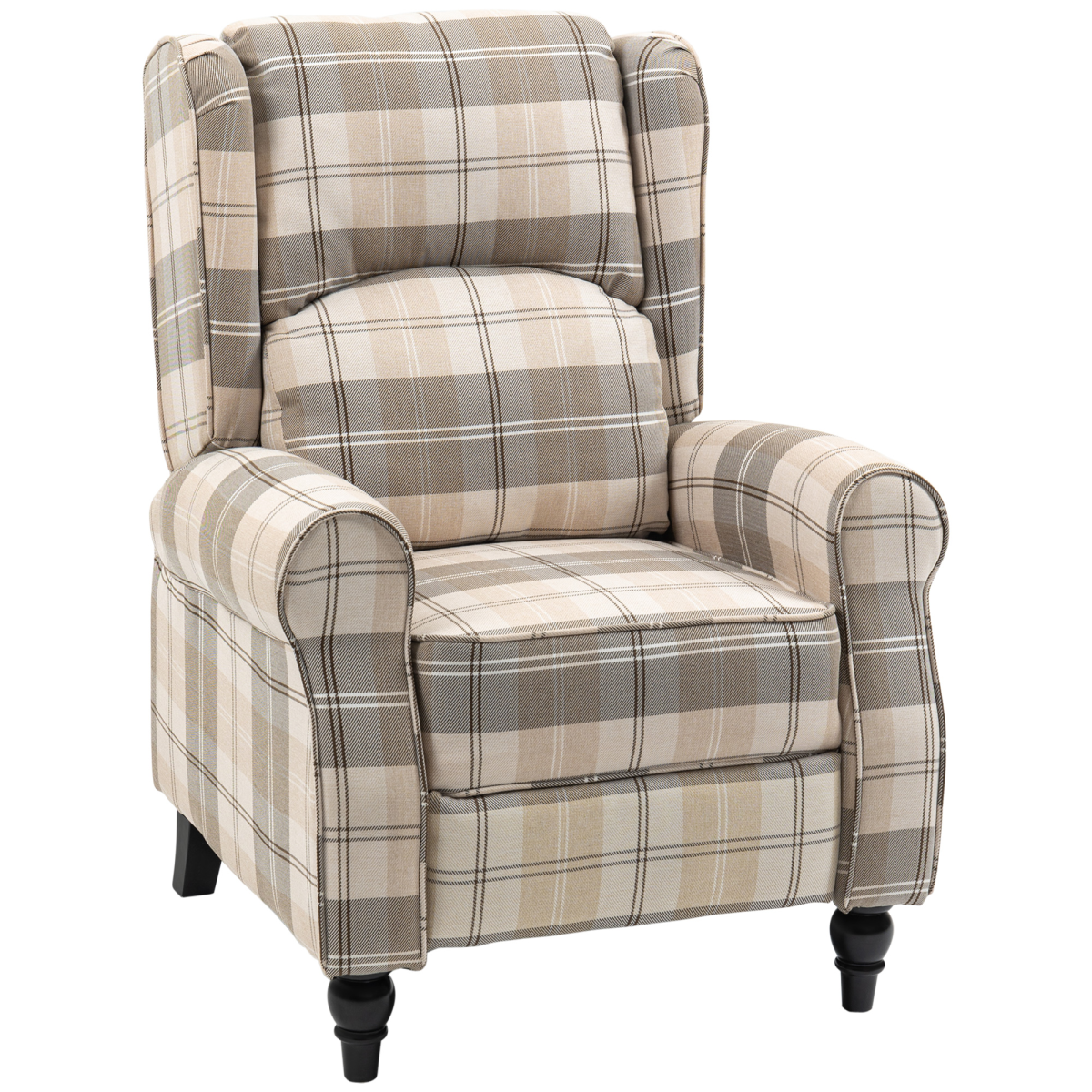 HOMCOM Khaki Recliner Chair Wingback Armchair Adjustable Back 150kg 90-150°