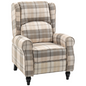 HOMCOM Khaki Recliner Chair Wingback Armchair Adjustable Back 150kg 90-150°