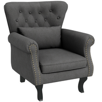 HOMCOM Vintage Armchair Wingback Accent Chair with Naihead Trim Dark Grey