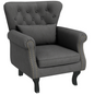 HOMCOM Vintage Armchair Wingback Accent Chair with Naihead Trim Dark Grey