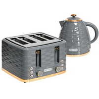 HOMCOM 1.7L Kettle & 4-Slice Toaster Set, Rapid Boil, Grey, 7 Browning Levels